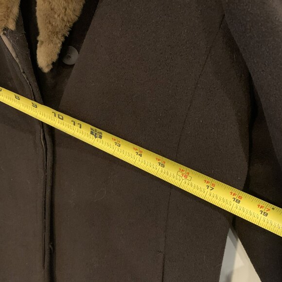 Vintage Womens Long Wool Overcoat with fur trim - Picture 7 of 8